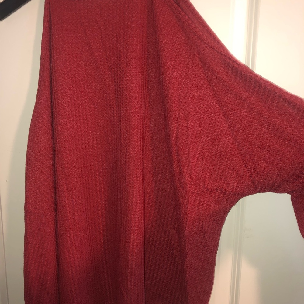 Red Shoulderless Knit Top - Picture 5 of 7